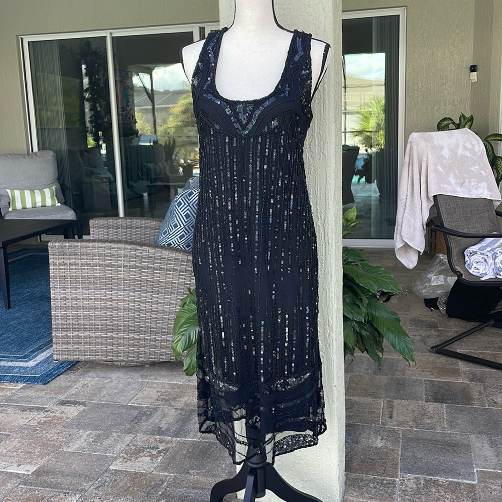 Vintage Stenaz black bead and sequent  dress